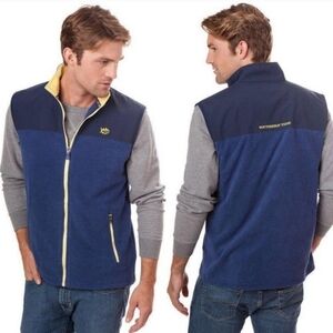 Southern Tide Cambridge Fleece Vest Blue & Yellow Size Small